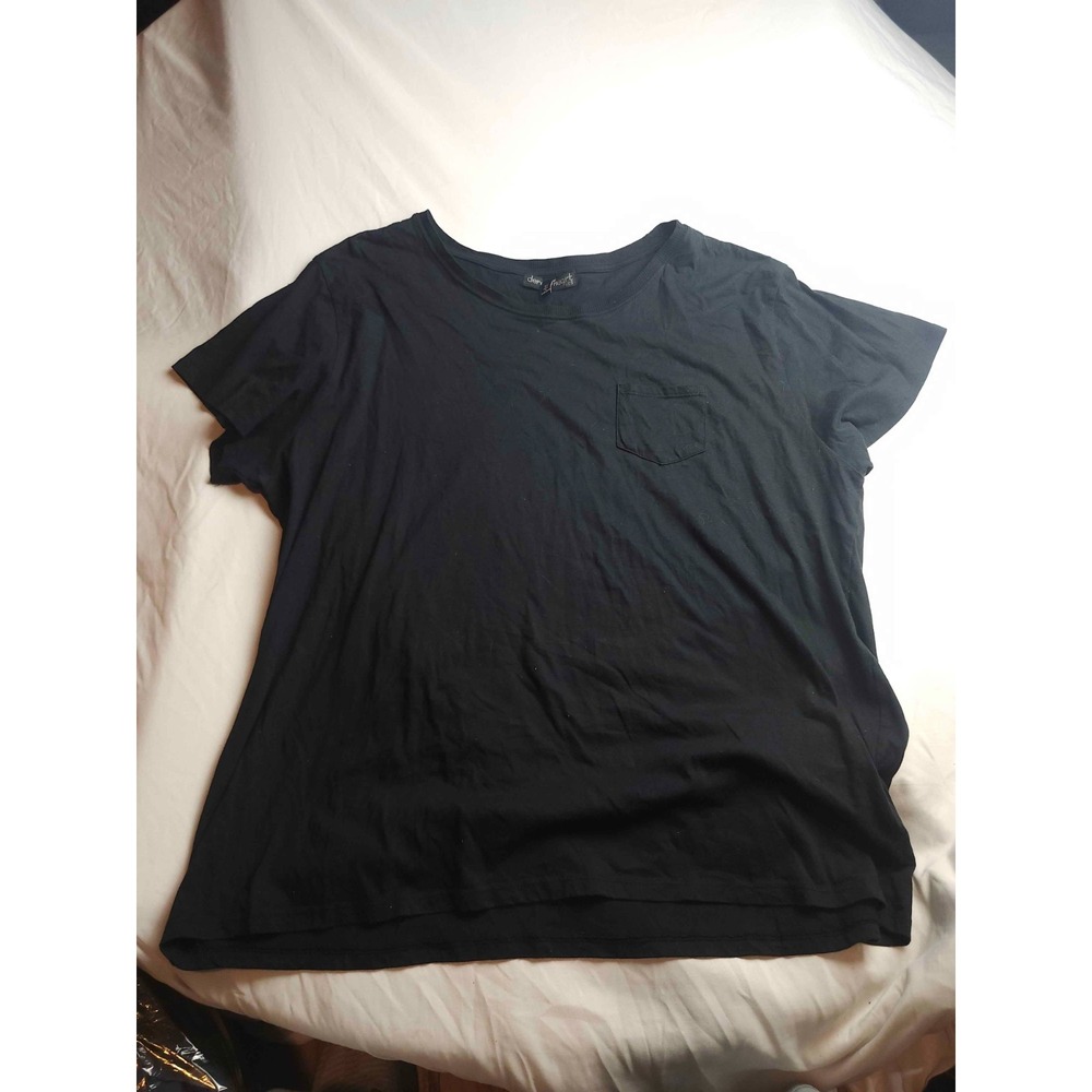 Derek Heart T-Shirt Womens Size 3X Black Knit Pocket Tee Casual Short Sleeve
